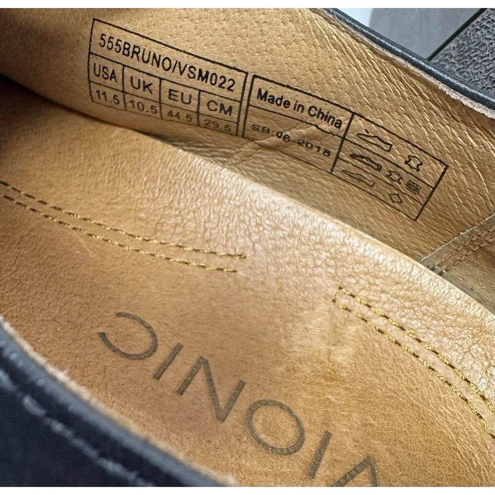 VIONIC Bruno Men’s Black Dapper Leather Wingtip Lace Up Shoes Size 11.5‎
